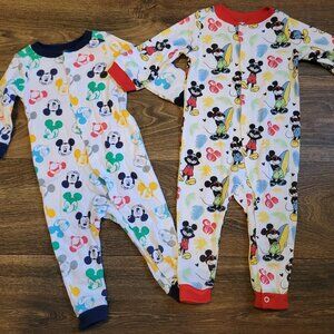 Mickey mouse sleeper 6-9mth bodysuit baby infant surf head disney button up pj